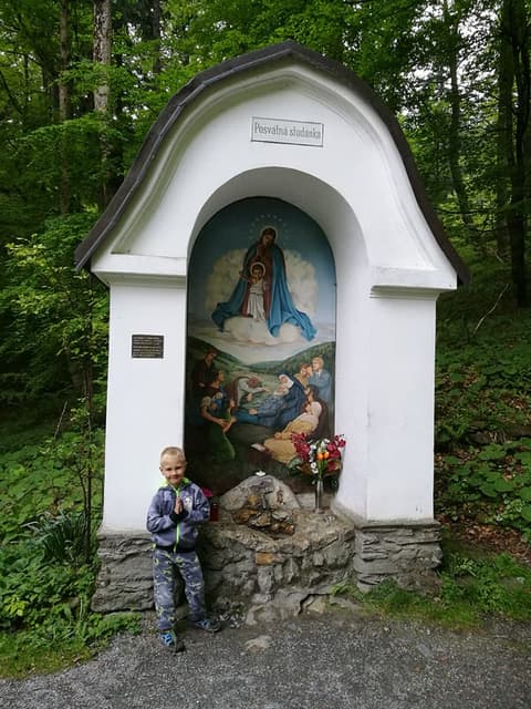 Leon przy kapliczce Posvátná studánka z obrazem Matki Boskiej